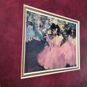 Degas' Two Dancers Framed Reprint , Ornate golden frame on  velvet burgundy mat